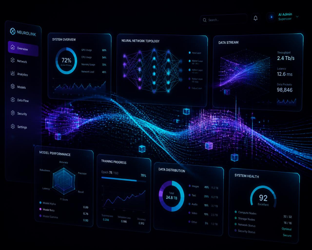 MV26 AI analytics interface visualizing real-time creator data flow